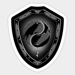 VIKING SHIELD 15 (Ravens with EIHWAZ - Yew Tree – Strength, Reliability, Trustworthiness) Sticker